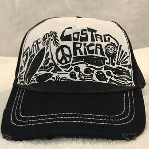 Morpho for Surf Costa Rica on Black & White Adjustable Travel & Beach Ball Cap